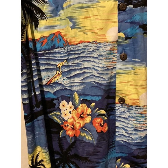 Palm Wave Button Up Shirt Men's Size 2XL XXL Short Sleeve Blue Hawaiian Cotton - Picture 3 of 6